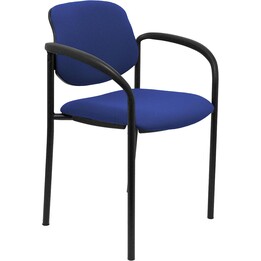 Piqueras y Crespo Villalgordo Fixed Chair, Black Frame, Bali Height-Adjustable Arms, Blue Breathable Upholstery, Chrome Base wit