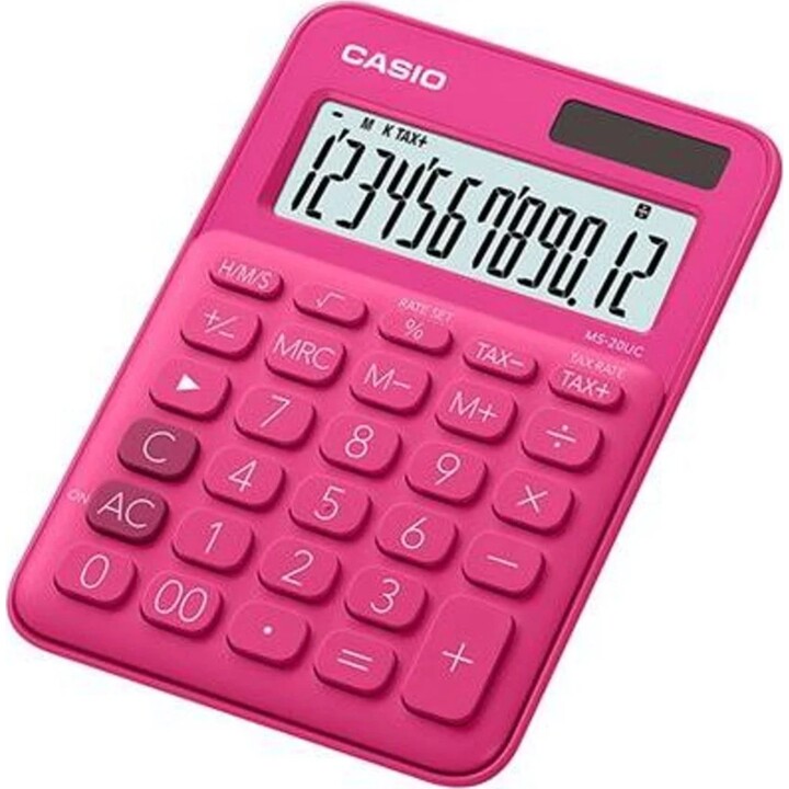 Casio MS-20UC-RD Basic Calculator, 12 Digits, Pink