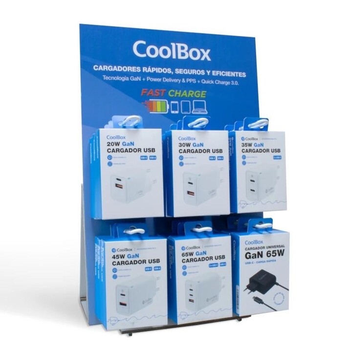 Coolbox Pack 18 GaN-Ladegeräte + Display
