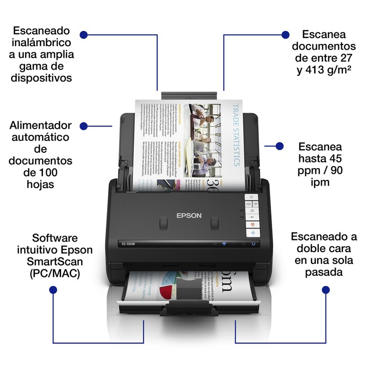 Epson WorkForce DS-550W Scanner Verticale