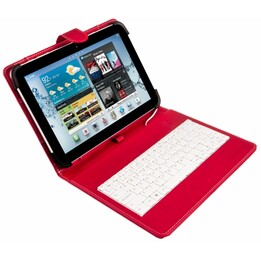 SilverHT Universal Keyboard Case with MicroUSB, Red/White, for 9"–10.1" tablets
