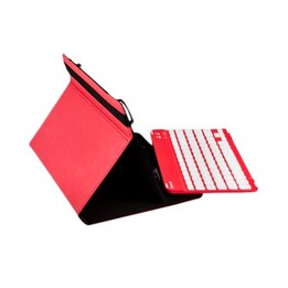 Universal GripCase Silver HT case for 9–10-inch tablets + red Bluetooth keyboard