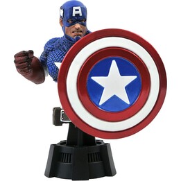 Diamond Select Toys Marvel Capitão América Busto de Resina 6 Polegadas Azul
