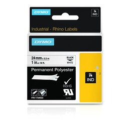 DYMO RHINO 1734523 fita de poliéster permanente preto sobre branco 24 mm x 5,5 m