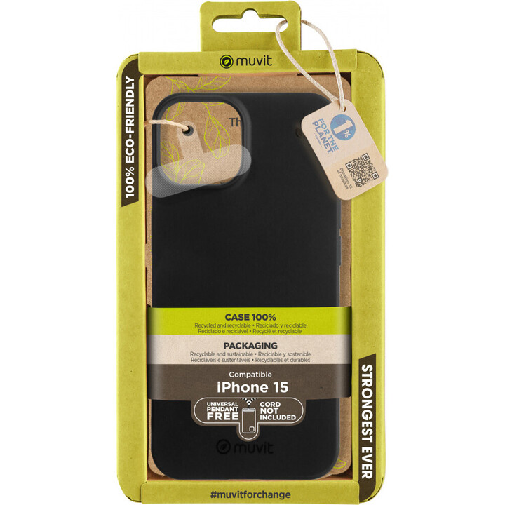 Capa Recycletek compatível com o Apple iPhone 15, preta