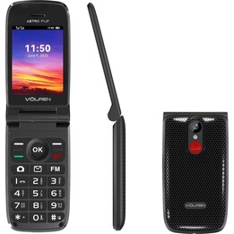 Volfen ASTRO FLIP - Telefono cellulare a conchiglia per anziani, tasti e pulsanti grandi, facile da usare, tasto SOS, USB-C, col