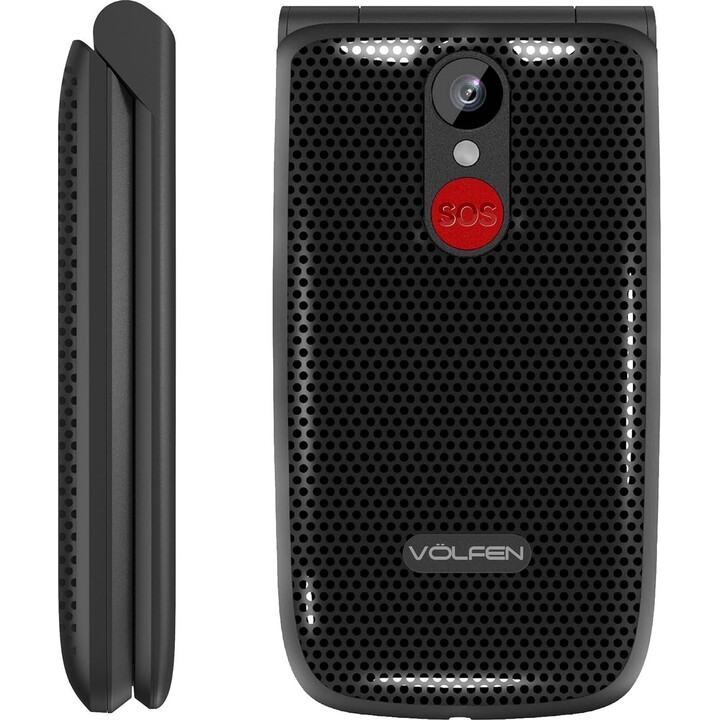 Volfen ASTRO FLIP - Telefono cellulare a conchiglia per anziani, tasti e pulsanti grandi, facile da usare, tasto SOS, USB-C, col