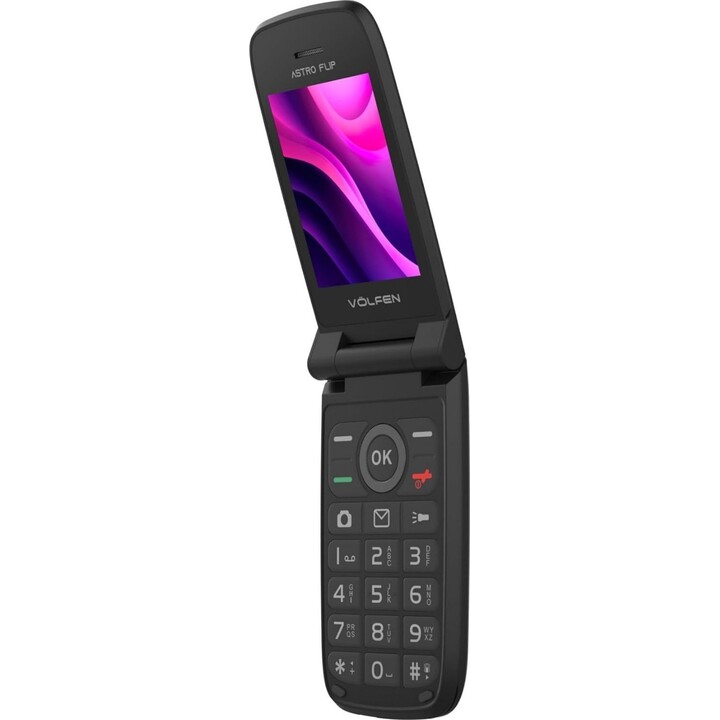 Volfen ASTRO FLIP - Telefono cellulare a conchiglia per anziani, tasti e pulsanti grandi, facile da usare, tasto SOS, USB-C, col
