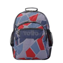 Totto Crayoles Backpack, School Backpack, Gray and Red, Polyester