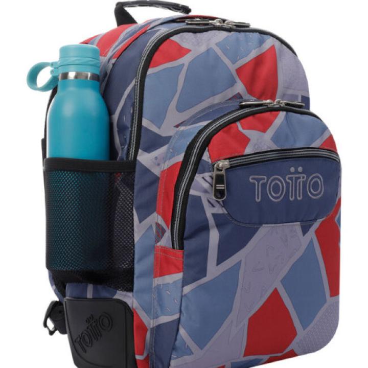Totto Crayoles Backpack, School Backpack, Gray and Red, Polyester