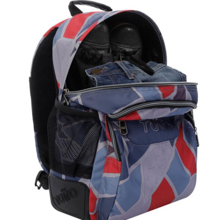 Totto Crayoles Backpack, School Backpack, Gray and Red, Polyester