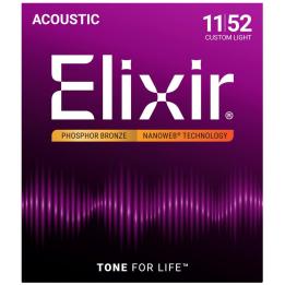 Elixir Strings 16027 Phosphor Bronze Custom Light NW - Acoustic Guitar Strings (11-52)