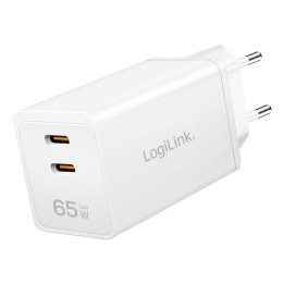 Dual USB Power Adapter, 65W, 2xUSB-C, white