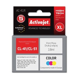 Cartucho de tinta Activejet AC-41R 1 unidade(s) Compatível com alto rendimento (XL) Ciano, Magenta, Amarelo