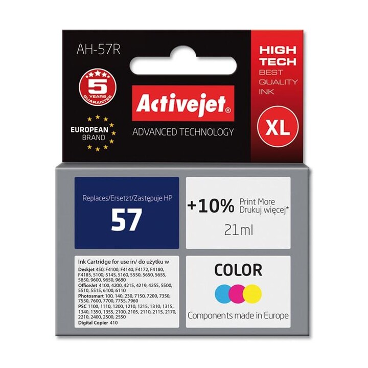 Cartuccia d'inchiostro Activejet AH-57R 1 pezzo(i) Compatibile High Yield (XL) Ciano, Magenta, Giallo