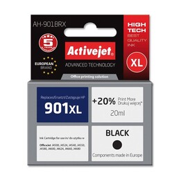 Activejet Encre AH-901BRX (remplacement HP 901XL CC654AE ; Premium ; 20 ml ; noir)