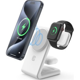 CRONG MagSpot Pivot Stand caricatore wireless 3 in 1 per iPhone, Apple Watch e AirPods bianco