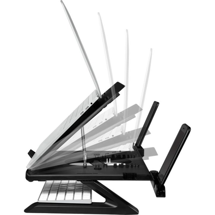 Notebook stand with smartphone holders