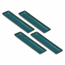 Set of 4 rectangular Concerto Ottanio trays - Blue-green, 32 x 8 cm