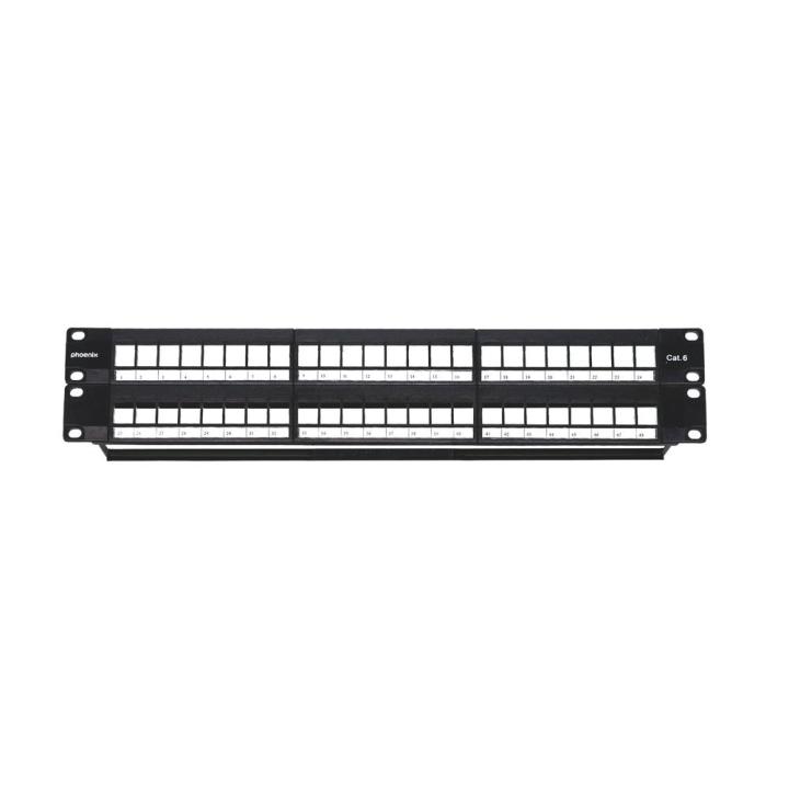 Phoenix Empty Patch Panel for 48-Port Category 6 1U Rack