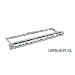 24xTP Patch Panel, CAT6A, incl. Slim-line Keystone, 19", 1U (t152mm), Light Gray, Synergy 21,