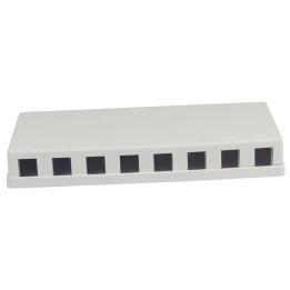 8xTP Patch Panel, CAT6A, includes 20mm Slim-line Keystone, surface-mounted ABS, white, Synergy 21,