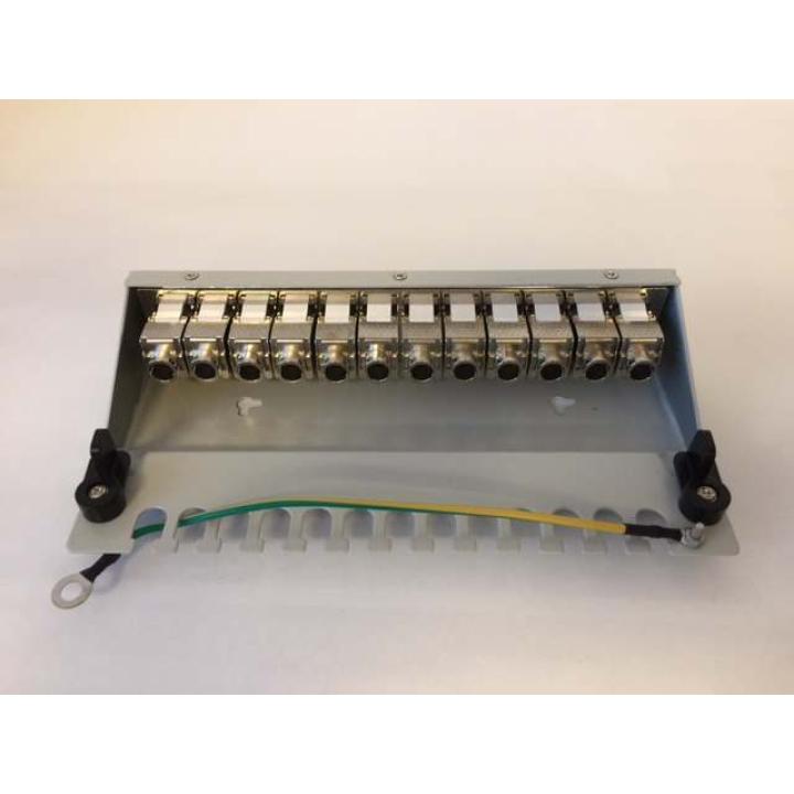 12xTP Patch Panel, CAT6A, incl. Keystone, Slim-line (20 mm), Surface-Mounted Metal, Light Gray, Synergy 21,