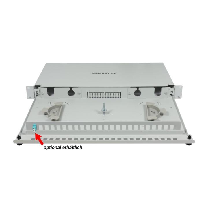 Fiber Optic Patch Panel Splicing Box, 19", 18x LC Duplex Jacks, OM5, 50/125μm Multimode, incl. pigtails, Light Gray, Synergy 21,