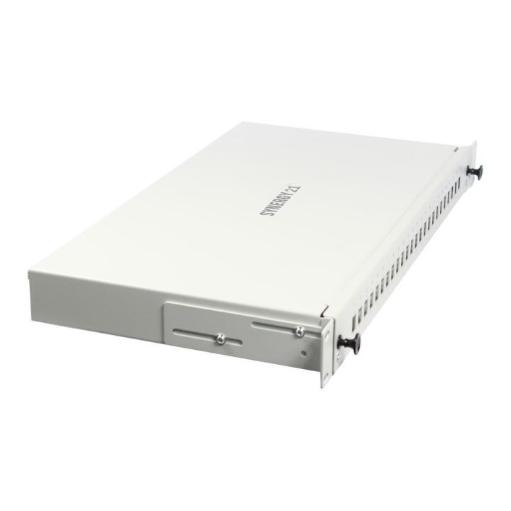Fiber Optic Patch Panel Splicing Box, 19", 18x LSH (E2000APC) Simplex Jacks, OS2, 9/125μm Single-Mode, incl. pigtails, Light Gra