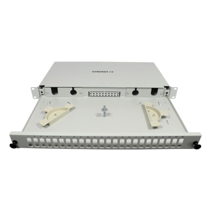 Fiber Optic Patch Panel, 24xSC Duplex Ports, 19", OM4, 50/125μm Multimode, Light Gray, Synergy 21,