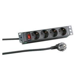 ALLNET 10" power strip, 4x outlets (CEE7)--1x plug (CEE7), switch, black,