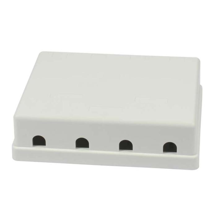 4xTP Patch Panel, CAT6A, includes slim-line Keystone jacks with cable clamps, surface-mount ABS, white, Synergy 21,