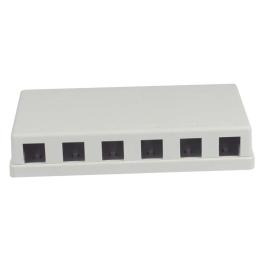 Patch Panel 6xTP, CAT6A, incl.Keystone Short mit Kabelklemme, Aufputz ABS, Weiss, Synergy 21,
