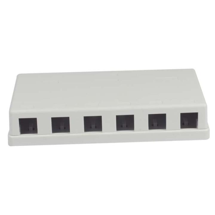 6xTP Patch Panel, CAT6A, includes Keystone Slim-line/component-tested, surface-mount ABS, white, Synergy 21,