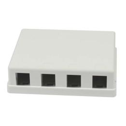 Patch Panel 4xTP, CAT6A, incl.Keystone Slim-line/Short mit Staubschutzklappe, Aufputz ABS, Weiss, Synergy 21,
