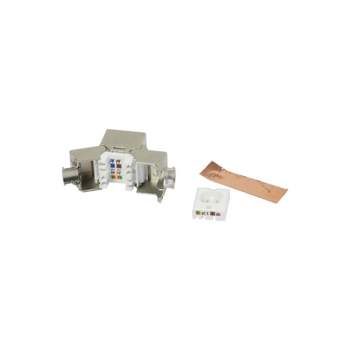 Patch Panel 8xTP, CAT6A, incl.Keystone Slim-line/Short mit Staubschutzklappe, Aufputz ABS, Weiss, Synergy 21,