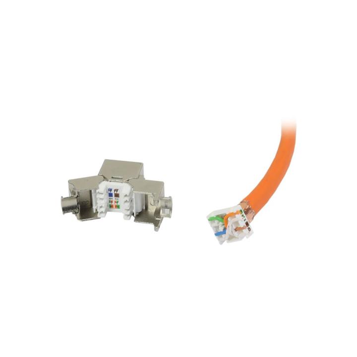 Patch Panel 8xTP, CAT6A, incl.Keystone Slim-line/Short mit Staubschutzklappe, Aufputz ABS, Weiss, Synergy 21,