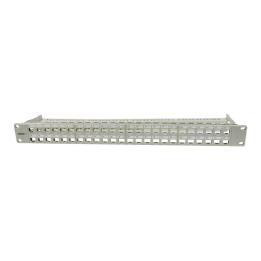 Patch Panel 48xTP,CAT6A, incl.Keystone Slim-line/Short mit Staubschutzklappe, 19", 1HE(t95mm), Lichtgrau, Synergy 21,