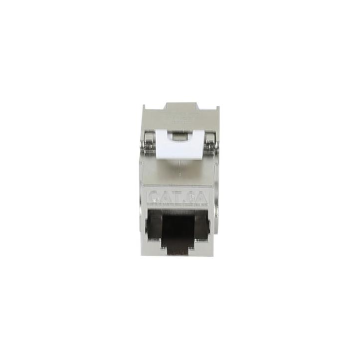 16xTP Patch Panel, CAT6A, incl. Slim-line Keystone, 19", 1U (depth 92 mm) with cable clip, Light Gray, Synergy 21,