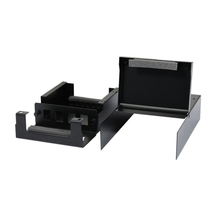 Patch Panel 12xTP, CAT6A, incl.Keystone, Slim-line/Short mit Staubschutzklappe, Aufputz Metallklappbox, Schwarz, Synergy 21,