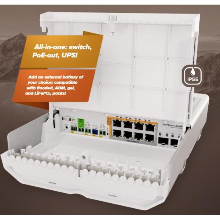 MikroTik CSS610-8P-2S+OUT netPower Lite 8P outdoor PoE switch white