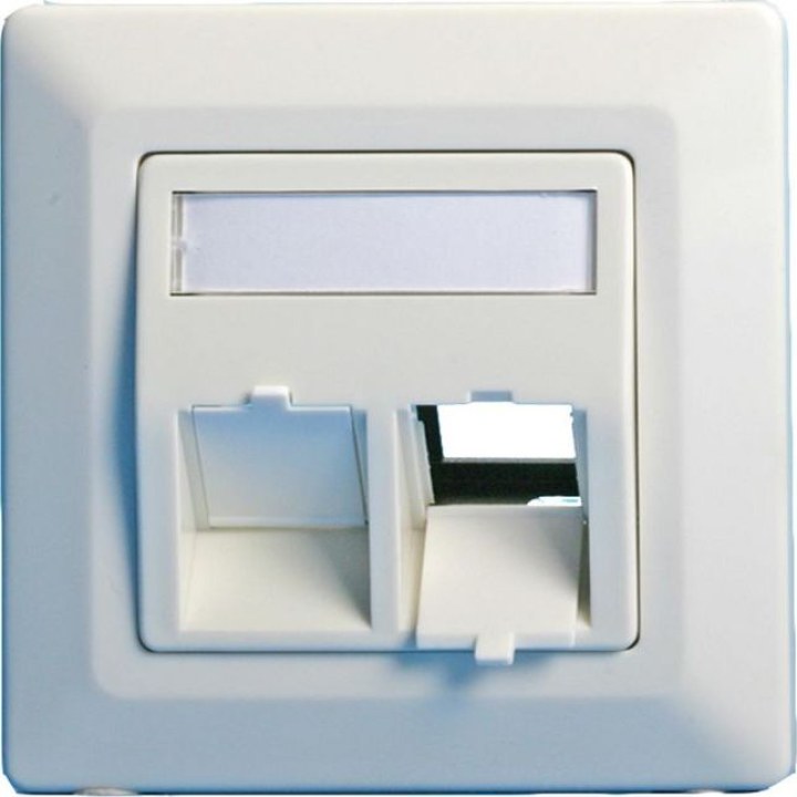 LANVIEW LVN126188 angled wall plate, double outlet EURO, white