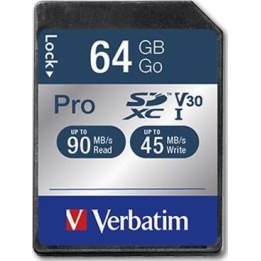 VERBATIM Pro carte mémoire SDXC 64 Go Classe 10 noir