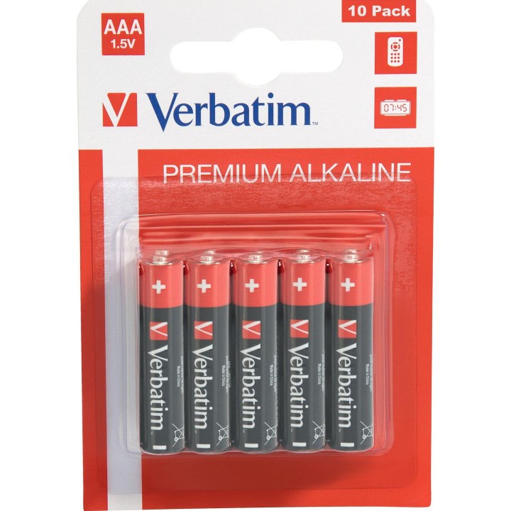 VERBATIM 49874 Premium Alkaline AAA Batteries, black, 10-pack