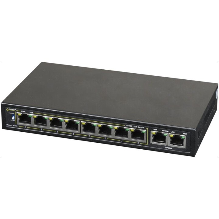 Switch PULSAR S108 Fast Ethernet (10/100) Preto Power over Ethernet (PoE)