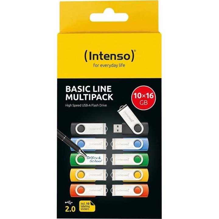 Intenso Basic Line Multipack USB 2.0 Flash Drive, 16GB, 10 pcs