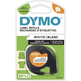 DYMO LetraTag Iron-On cinta termotransferible negra sobre blanca 12 mm