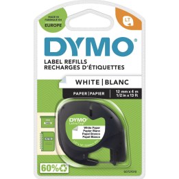DYMO S0721510 cinta LetraTag de papel 12 mm x 4 m negro sobre blanco