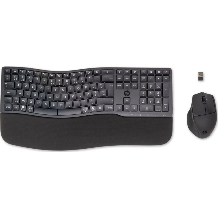 HP 680 Comfort Dual-Mode Keyboard and Mouse Combo clavier Souris incluse Maison RF sans fil + Bluetooth AZERTY Belge Noir