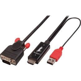 Lindy 41457 HDMI to VGA cable, 3 m, black/red